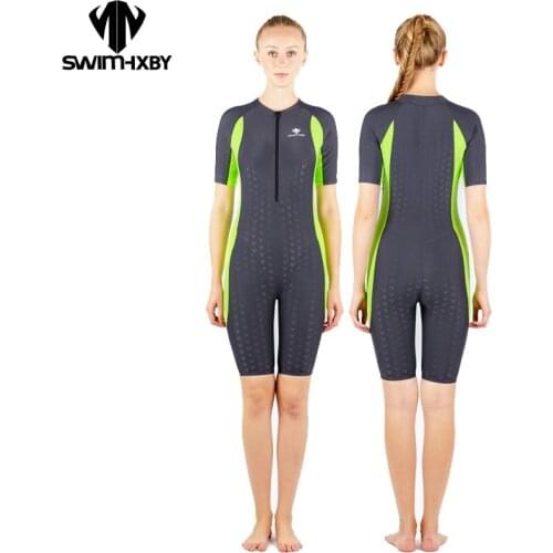 HXBYswimsuit competition swimsuits knee length female swimwear women arena swimming competitive plus size racing suit shark NEW