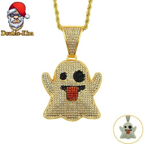 Ghosts Zircon Pendant Necklace Men Hiphop Rock Street Culture Zinc Alloy Inlaid Zircon Chain Necklace Fashion Man Jewelry Gift