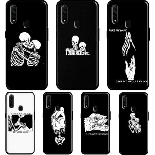 Skeleton Lovers Skull For OPPO A52 A72 Find X3 Pro Reno 2 Z A3S A5S A15 A83 A31 A53 A9 A5 2020 F5 F7 Phone Cover