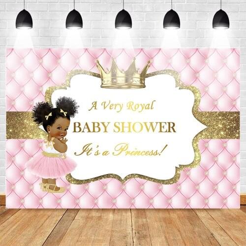Royal Princess Baby Shower Photography Backdrop Gold Crown Little Princess Royalty Diamond Pink Photo Booth Background Party