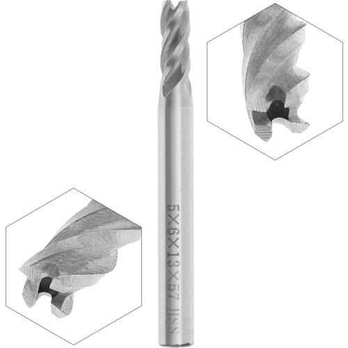 4 Flute 5mm HSS & Aluminum End Mill Cutter with Super Hard Straight Shank for CNC Mold Processing Tool Accessories for Carving