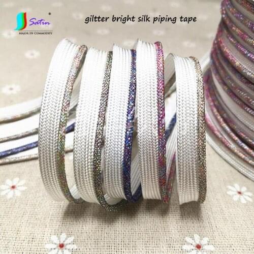 Gradient color 200 Yard Shoe Bag Cheongsam Sports Clothes Sew Decoration 10mm Glitter Bright Silk Piping Tape Band