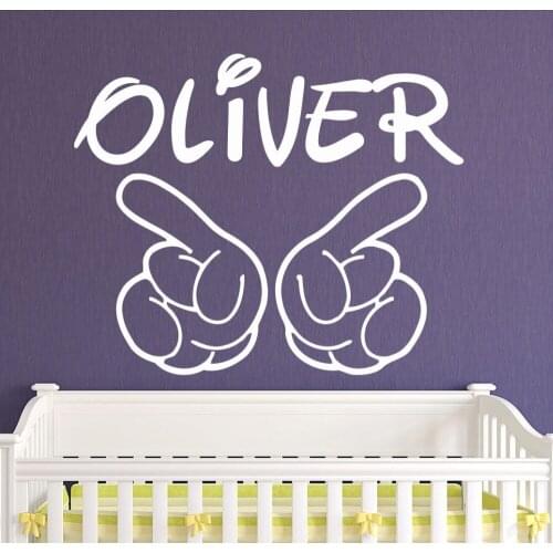 Personalized Name Wall Decals Girls Boys Bedroom Hand Fingers Custom Name Vinyl Stickers Houseware Removable Art Mural SYY290