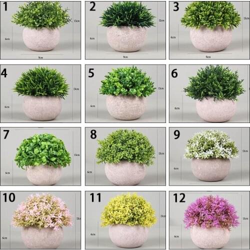 Artificial Potted Plant Bonsai Plastic Flowerpot Ornaments Simulation Flower Grass Birthday Party Decor Home Office Desk Decor