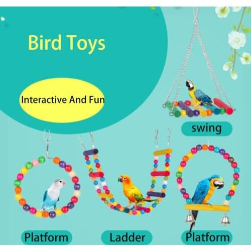 Colorful Semicircular Bird Platform Hanging Parrot Ladder Ring Bird Cage Cockatiel Toy Parakeet Swing Stand Training Accessories