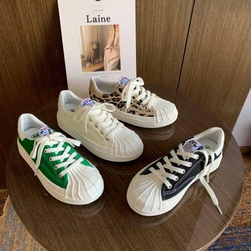 Fashion Canvas Shoes Women New Platform Sneakers 2021 Fashion Shell Toe Ladies Shoes New Sexy Leopard Girl Shoe Zapatillas Mujer