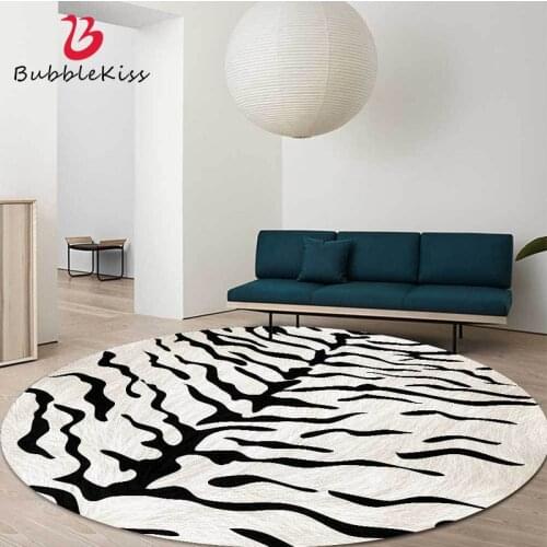 Bubble Kiss Round Carpets For Living Room Black White Home Bedroom Decor Customized Area Rugs Comfort Non-slip Large Floor Mat