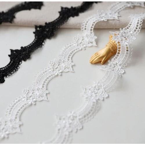 2 Yards Black White Lace Embroidery Trim Ribbon DIY Garment Hair Accessories Embroidered Lace Ribbon