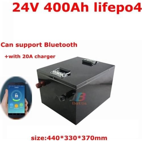 24V 400AH lifepo4 lithium Battery bluetooth APP 8S BMS for 2400W motorhomes Solar energy storage inverter + 20A Charger