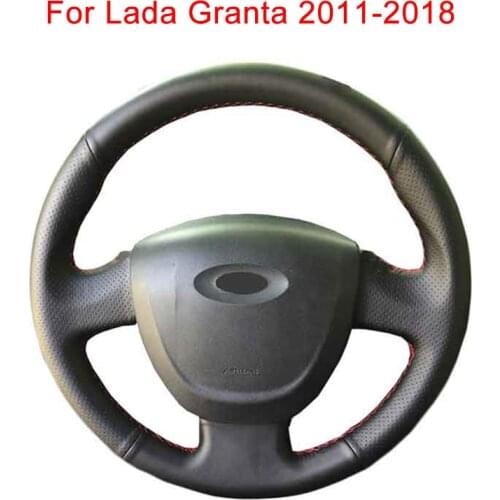 Customize Car Steering Wheel Cover For Lada Granta 2011-2018 Leather Braid For Steering Wheel