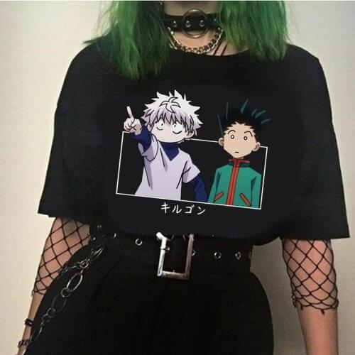 Men Women T-shirt Killua and Gon Printed T-shirt Hunter X Hunter Shirt Short Sleeve Japanese Anime Funny Shirt Tee Shirt Clothes