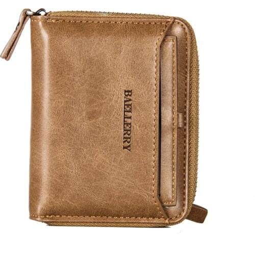 Baellerry Men Wallets Short PU Leather Short Zipper Retro Coin Purse Multi-card Business Small Wallet Mens Card Holder