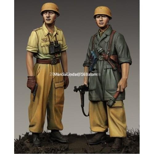 1:35 Scale German North African Parachute 2 People Miniatures WWII Unpainted Resin Model Kit Figure Free Shipping