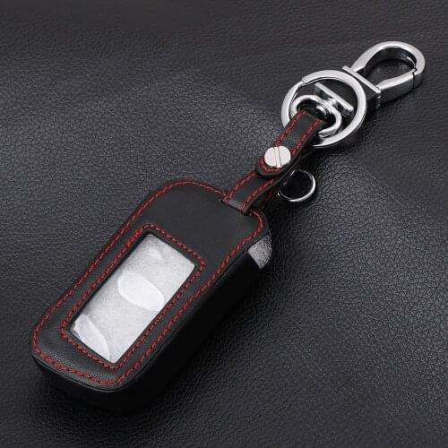 2017 New ! Leather A93 Car key cover For Starline A93 A63 Car alarm Remote Controller LCD Keychain Cover