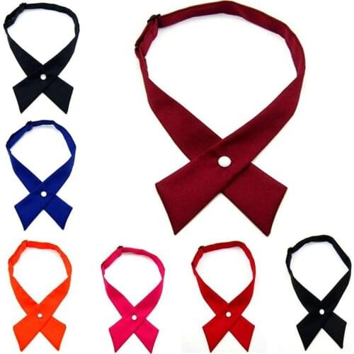 New Cross Bow Ties for Men & Women Solid Color Formal Business Tie Men Wedding Party Button Bowknot Collar Cross Bowtie