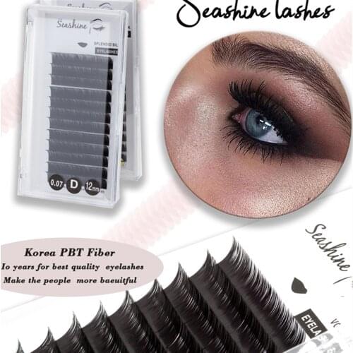 Seashine Individual Lash Extension 1 Tray 12 Rows Easy Fans Individual Eyelashes Extension Classic Single Volume Lashes Fans
