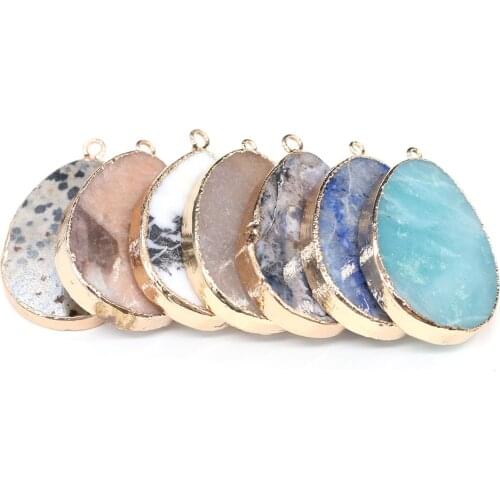 Natural Amazonite Blue Stripe Stone Pendants Water Drop Shape Stone Pendants DIY for Necklace or Jewelry Making Size 30x45mm