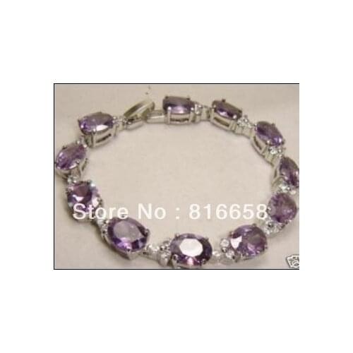 Attractive silver plated Purple Amethyst Bracelet 7.5"