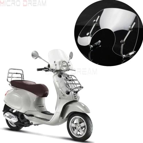 Transparent Scooters Flyscreen Motorcycle Windscreen Windshield w/Mounting Bracket Kit For Vespa Primavera 150