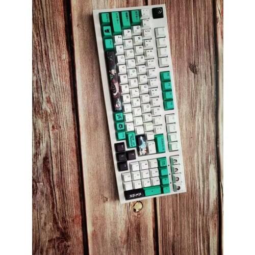 Anime Demon Slayer Design Green Tanjiro Keycap Personality Design Cherry Profile PBT Five-sided Sublimation 104/98/87/84/68 keys