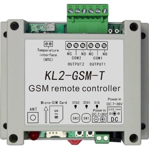 KL1/KL2-GSM-T GSM Remote Controller Relay Intelligent Switch Access Controller with 2 Relay Output One NTC Temperature Sensor