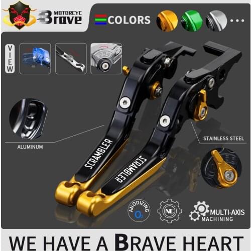 For DUCATI Scrambler Desert Sled 2017 Motorcycle CNC Billet Folding Extendable Brake Clutch Levers with LOGO