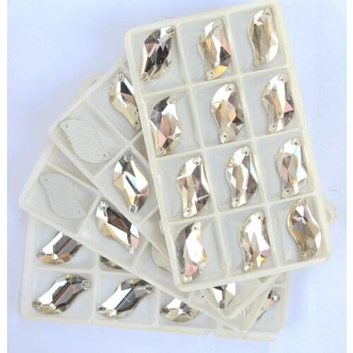 All Size Glass Crystal S shape Sew On Stones Shiny Crystal Clear Flatback 2 holes 6*12mm,10*20mm,15*30mm Sewing Jewelry Beads