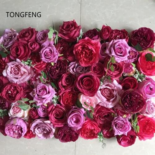 TONGFENG 10pcs/lot Flower runner wedding decoration Artificial silk rose peony 3D flower wall wedding backdrop decoration