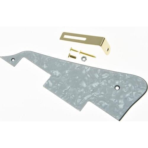 KAISH LP Pickguard Scratch Plate White Pearl with Gold Bracket fits LP
