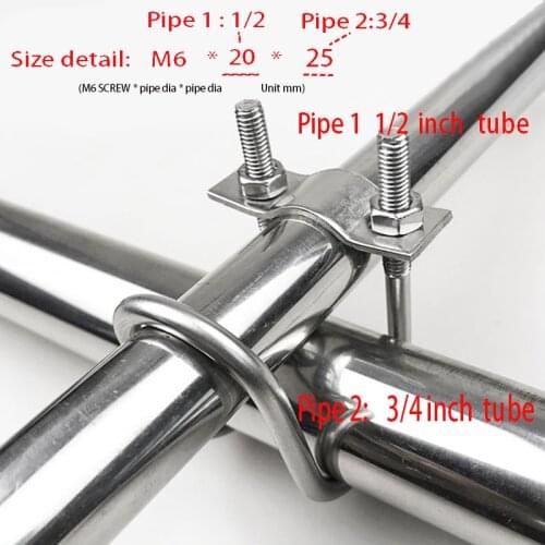 U shape pipe clamp clip screw Steel 304 steel M6 M8 double U shape tube clamp pipe shelf house holder