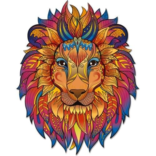 Unique Wooden Puzzle Lion Animals Shapes Wooden Jigsaw Puzzles For Children Adults Educational Toy Wood DIY Puzzle Crafts Gifts