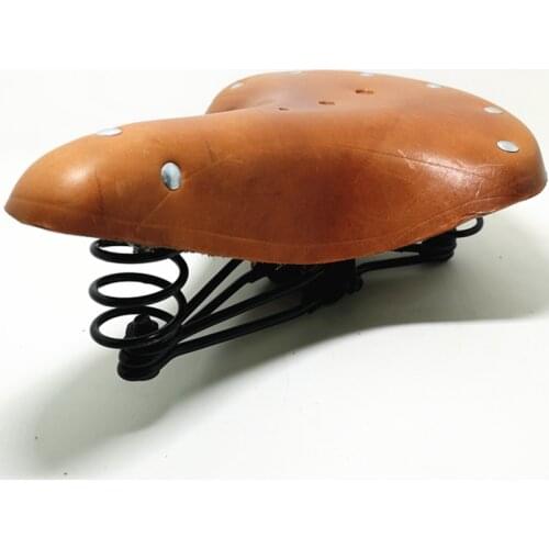 G11 Vintage elephant spring genuine leather spring saddle old style bicycle saddle genuine leather saddle Multi-color optional