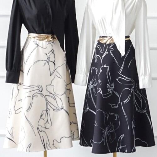 Spring Fashion Empire A-line Skirt Women Clothes 2021 New Harajuku Vintage Elegant Boho Beach Print Long Summer Skirt Ladies