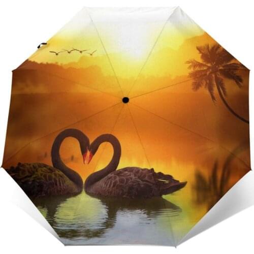 Sunny Umbrella Love Lake Sunset Automatic folding portable men women umbrella Sunscreen rain Windproof beach parasol