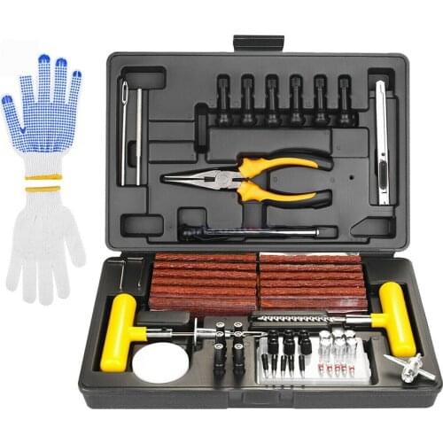 TiOODRE 100pcs Car Tire Repair Tool Set Kit Accurate tire pressure tester Emergency Heavy Duty Tubeless Puncture Repair Kit Plug