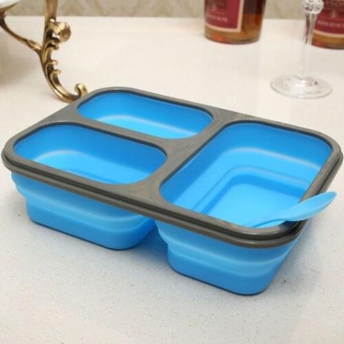 1100ml Silicone Collapsible Portable Lunch Box Large Capacity Bowl Lunch Bento Box Folding Lunchbox Eco-Friendly Meal Prep