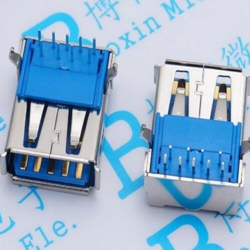 20PCS/Lot USB 3.0 Female Jack/Socket connector 90 Degree 9Pin 9P High Speed