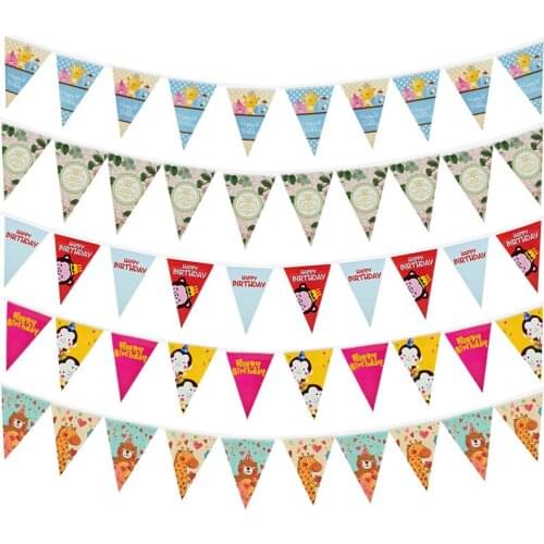 3M Paper Pennant Cartoon Animal Safari Birthday Party Decoration Bunting Garland Banners Children Birthday Baby Shower Supplies