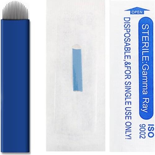 500 PCS 18 Pin U Shape Tattoo Needles Permanent Makeup Eyebrow Embroidery Blade For 3D Microblading Manual Tattoo Pen