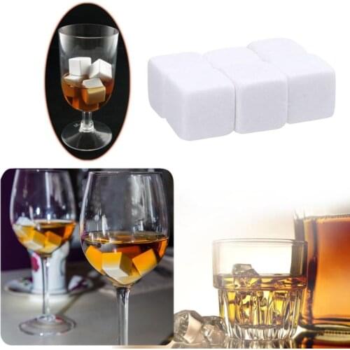 6Pcs Whisky Ice Stone Reusable Ice Stone With Bag Wine Cooling Cubes Chilling Home Party Wedding Wine Cooler Kitchen Bar Barware