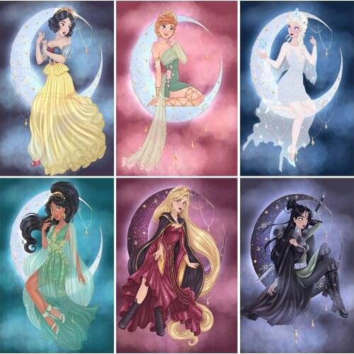 5D DIY Diamond Painting Disney Fairy Princesses Diamond Embroidery Castle Mosaic Animal Diamond Embroidery Home Decoration
