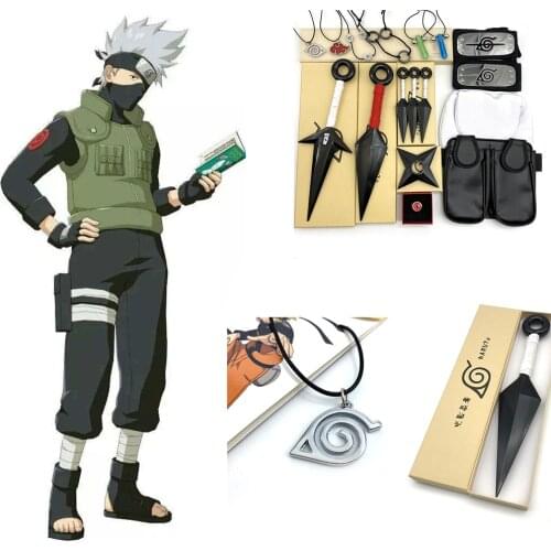 Naruto Anime figure Cosplay Action Figures Gloves Props Plastic Role Play Hand Model Shuriken Konoha Sword Ninja Darts Head Gift