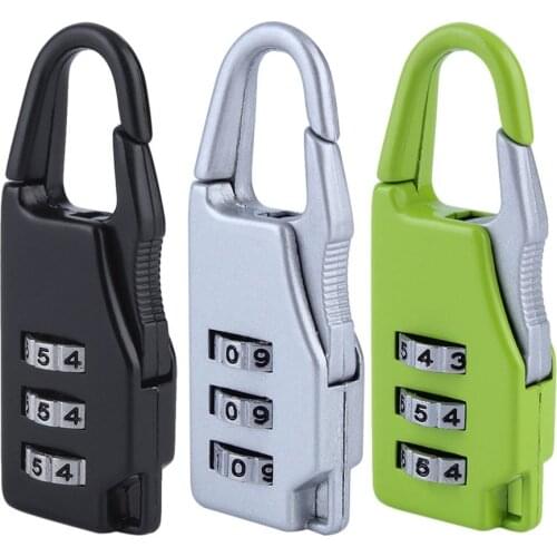 Security 3 Combination Travel Zinc Alloy Suitcase Luggage Bag Jewelry Boxes Tool Chests Code Lock Zipper Padlock Keyed Padlock