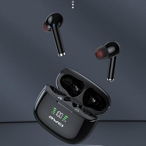 Awei TA8 ANC Bluetooth Earphone 5.2 Sport Headset Noise Cancelling Type-C Gamer Headphone TWS Wireless HiFi Earphone With Mic