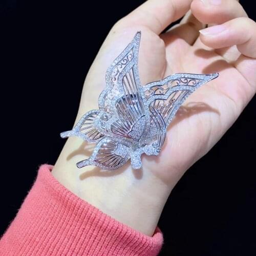 Half butterfly brooch pins brooch pendant double use white color hollow out 925 sterling silver luxury jewelry cute insect