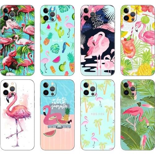 Black tpu case for iphone 5 5s se 2020 6 6s 7 8 plus x 10 XR XS 11 12 mini pro MAX back cover Summer Flamingos Love