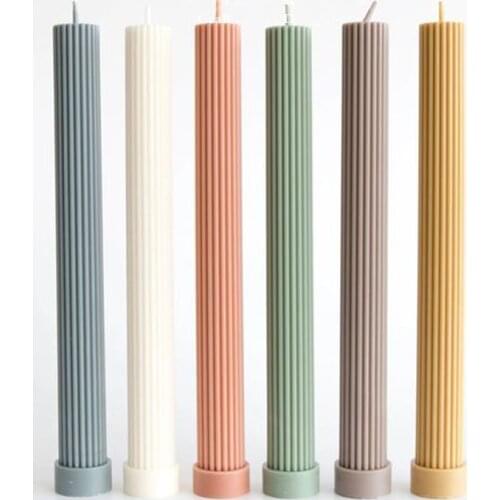 Flat head Fine Tooth Cylindrical Column Wax Candle Mold Transparent Plastic Candle Mold for Candle Making