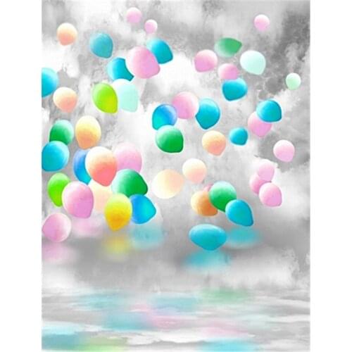 Color Balloons Backdrops Digital Printed White Grey Backgrounds for Studio Digital Printed Vinyl Backdrops Custom Photo Props