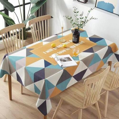 Home Party Decor Rectangle Tablecloths Coffee Table Cover for Living Room Modern Geometric Printed Linens Wrinkle Free Z0007