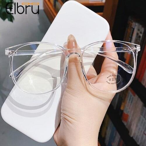 Elbru 2021 Vintage Wooden Pattern Glasses Frame Men Women Retro Fashion Optical Eyeglasses Ultralight Clear Len Plain Spectacles